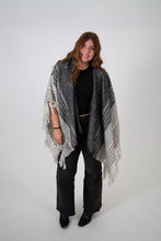 Load image into Gallery viewer, Striped Border Tassel Ruana