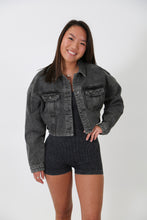 Load image into Gallery viewer, Cropped Denim Jacket with Elastic Band by Mica Denim
