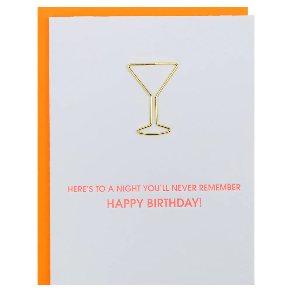 Night You’ll Never Remember Letterpress Birthday Paper Clip Card