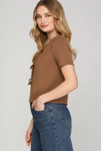 Load image into Gallery viewer, Short Sleeve Tie Front Cardigan