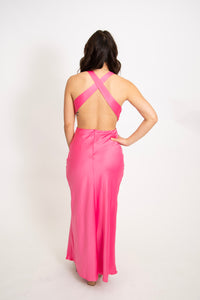 V neck Side Cutout Cross Back Dress