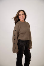 Load image into Gallery viewer, Button Sleeve Boxy Sweater | Olive