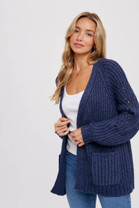 Pointelle Open Front Cardigan