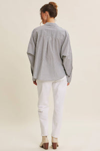 Pinstripe Oversized Shirt | Denim Blue