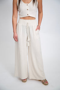 Smocked Waist Pant | Oatmeal