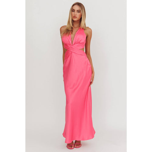 V neck Side Cutout Cross Back Dress