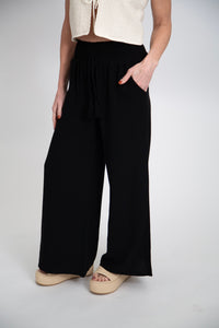 Smocked Waist Pant | Black