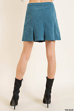 Load image into Gallery viewer, Pleated Corduroy Mini Skirt (Teal Blue)