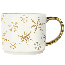Load image into Gallery viewer, Snowflakes Gold Handle Coffee Mug