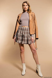 Plaid Pleated Mini Skirt