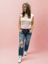 Load image into Gallery viewer, Mixed Stripe Cap Sleeve Knit Top