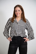 Load image into Gallery viewer, Striped Button Down Blouse