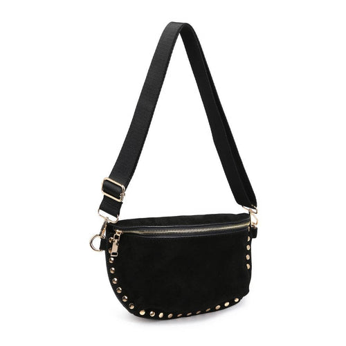 Gizelle Suede Crossbody Bag | Black