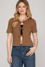 Load image into Gallery viewer, Short Sleeve Tie Front Cardigan