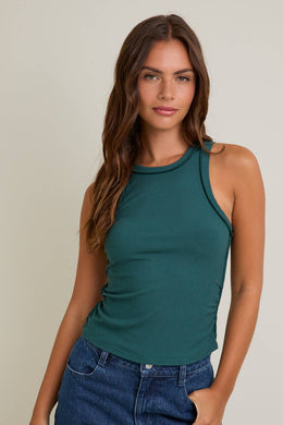 Exposed Seam Ribbed Tank | Hunter Green