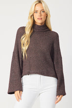 Load image into Gallery viewer, Two Tone Turtleneck Sweater | Wine