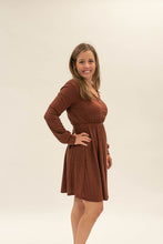 Load image into Gallery viewer, Notched Button Neck Brushed Dress
