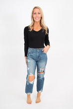 Load image into Gallery viewer, Distressed Straight Leg Cropped Jean by Kan Can
