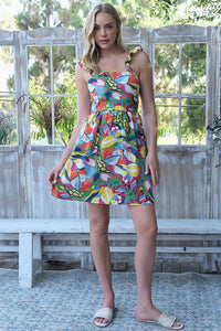 Ruffle Strap Printed Dress