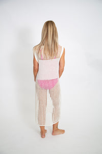 Crochet Knit Hollow Out Maxi Dress | Ivory