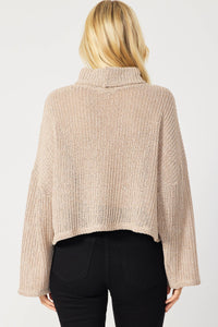 Two Tone Turtleneck Sweater | Oatmeal