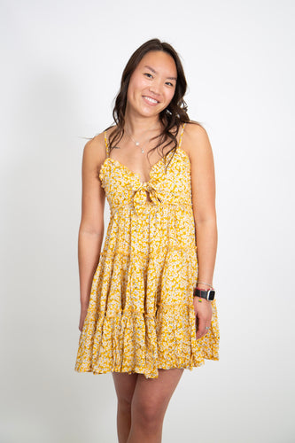 Floral Tie-Front Dress | Yellow