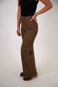 Super High Wide Leg Leopard Jeans by Mica Denim