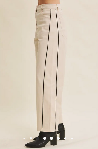 Piped Twill Barrel Pants