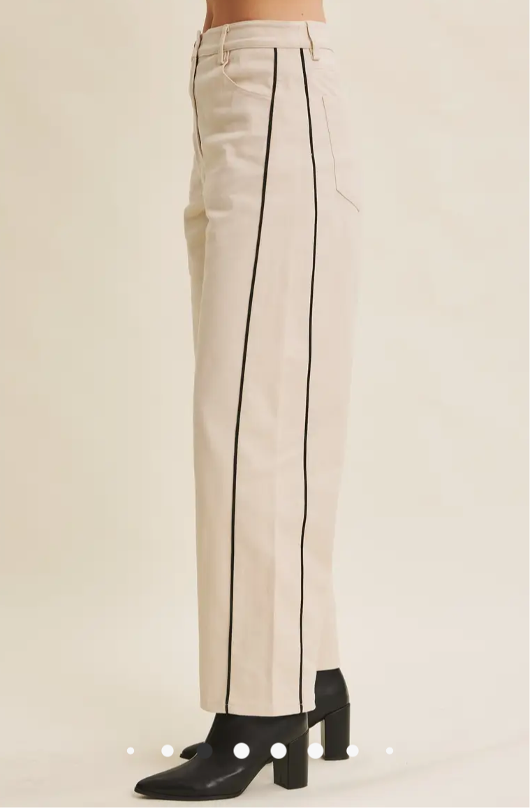 Piped Twill Barrel Pants