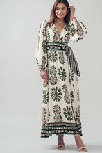 Load image into Gallery viewer, Boho Medallion Print Wrap Maxi Dress
