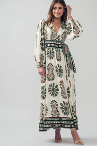 Boho Medallion Print Wrap Maxi Dress