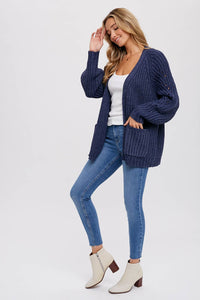 Pointelle Open Front Cardigan