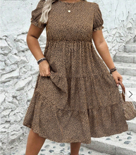 Load image into Gallery viewer, Curvy Leopard Tiered Dress