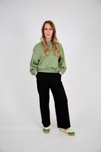 Load image into Gallery viewer, Back Pleated French Terry Crewneck | Olive