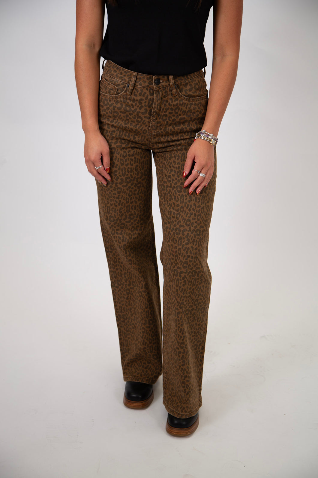 Super High Wide Leg Leopard Jeans by Mica Denim
