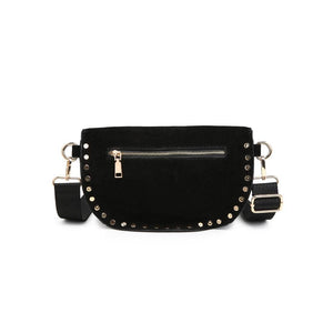 Gizelle Suede Crossbody Bag | Black