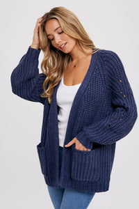 Pointelle Open Front Cardigan