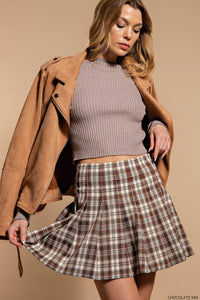 Plaid Pleated Mini Skirt