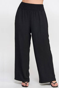 Curvy Smocked Wide Leg Pant