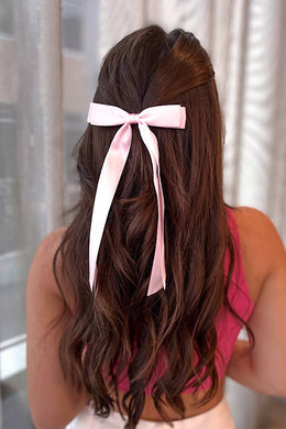 Pink Satin Hair Bow