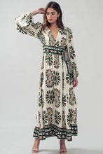 Load image into Gallery viewer, Boho Medallion Print Wrap Maxi Dress