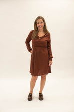 Load image into Gallery viewer, Notched Button Neck Brushed Dress