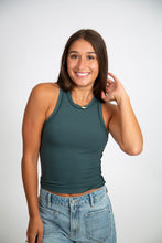 Load image into Gallery viewer, Exposed Seam Ribbed Tank | Hunter Green