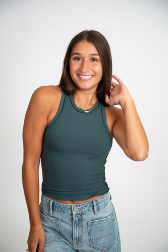 Exposed Seam Ribbed Tank | Hunter Green