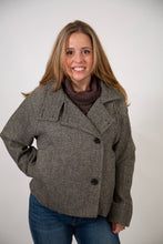 Load image into Gallery viewer, Herringbone Oversized Cropped Peacoat