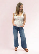 Load image into Gallery viewer, Floral Ruffle Sleeve Cropped Tank