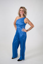Load image into Gallery viewer, One Shoulder Satin Jumpsuit