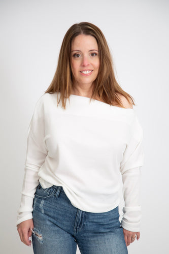 Dropped Shoulder Thermal Top | Ivory