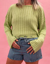Load image into Gallery viewer, Boatneck Distressed Sweater | Green