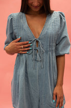 Load image into Gallery viewer, Tie Front Denim Romper